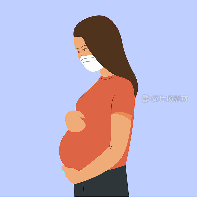 怀孕和母亲概念卡通风格矢量插图