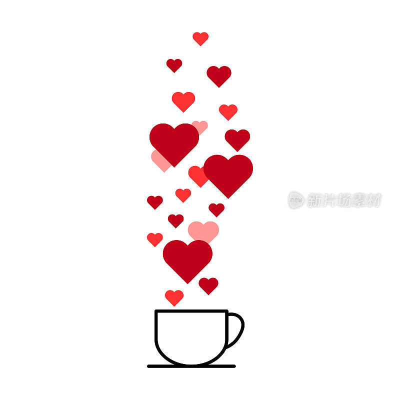 咖啡图标，早餐喝咖啡，卡布奇诺，热简单孤立插图，矢量线