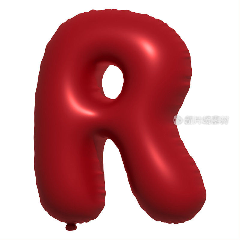 红色氦气球3D字母R