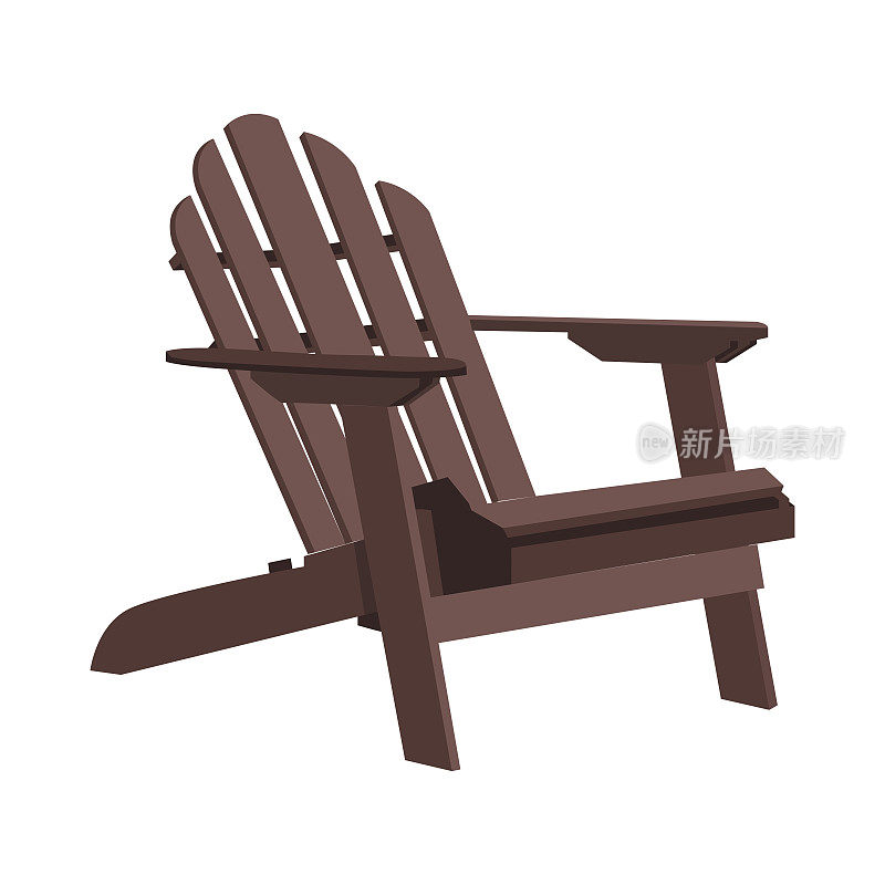 花园室外木椅的几种位置。传统的花园家具。Vecror插图孤立在白色背景上。