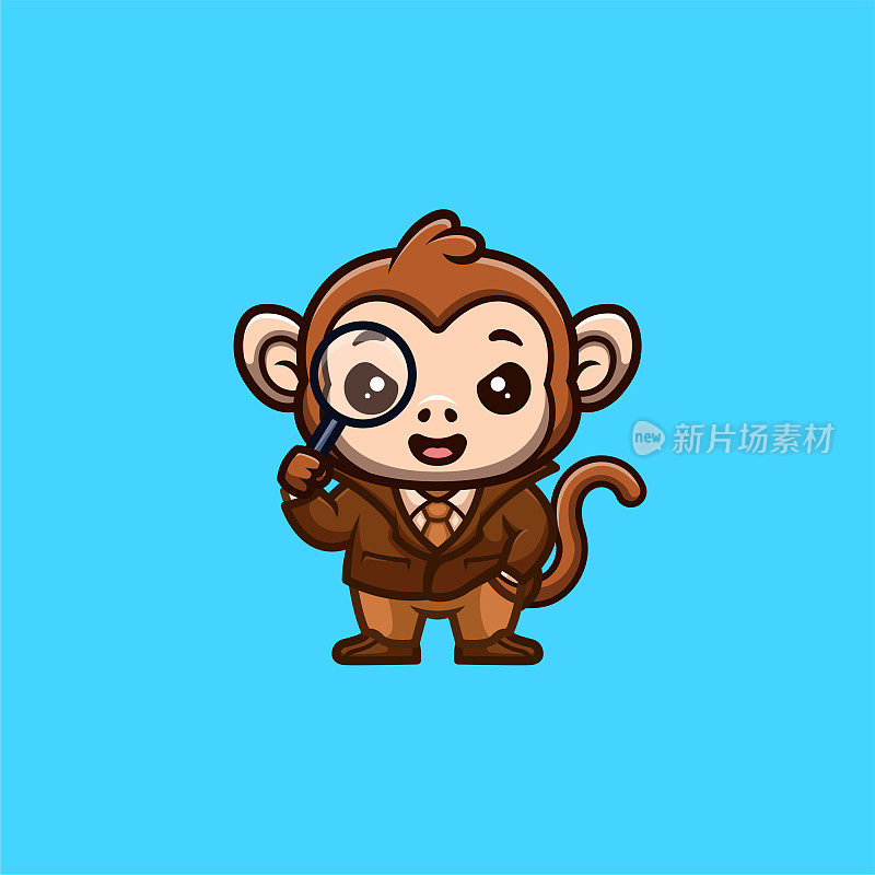 猴子侦探可爱创意卡哇伊卡通吉祥物Logo