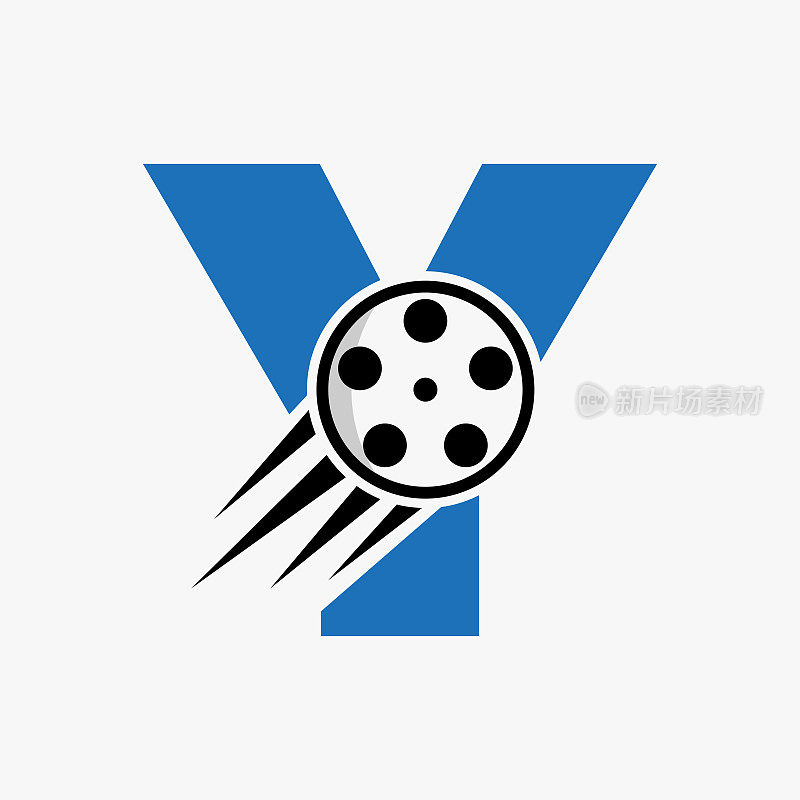 字母Y电影标志概念与电影卷轴媒体标志，电影导演符号矢量模板