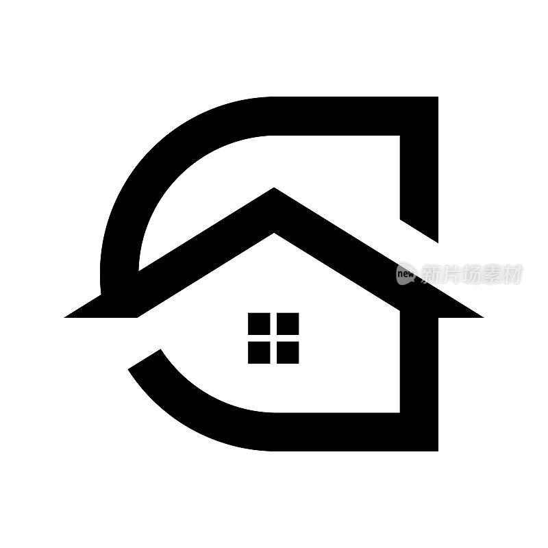 建筑、家居、房屋、房地产、建筑、物业的C语言标志设计。