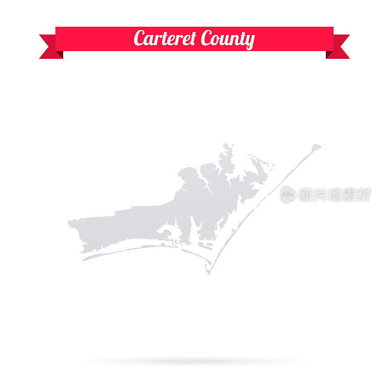 卡特雷特县，北卡罗来纳州。白底红旗地图