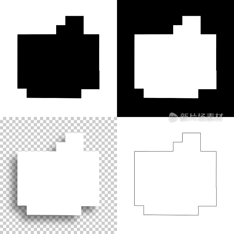 德巴卡县，新墨西哥州。设计地图。空白，白色和黑色背景