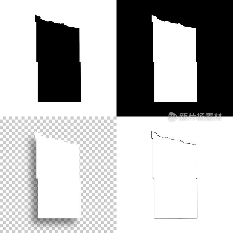 布朗县，内布拉斯加州。设计地图。空白，白色和黑色背景