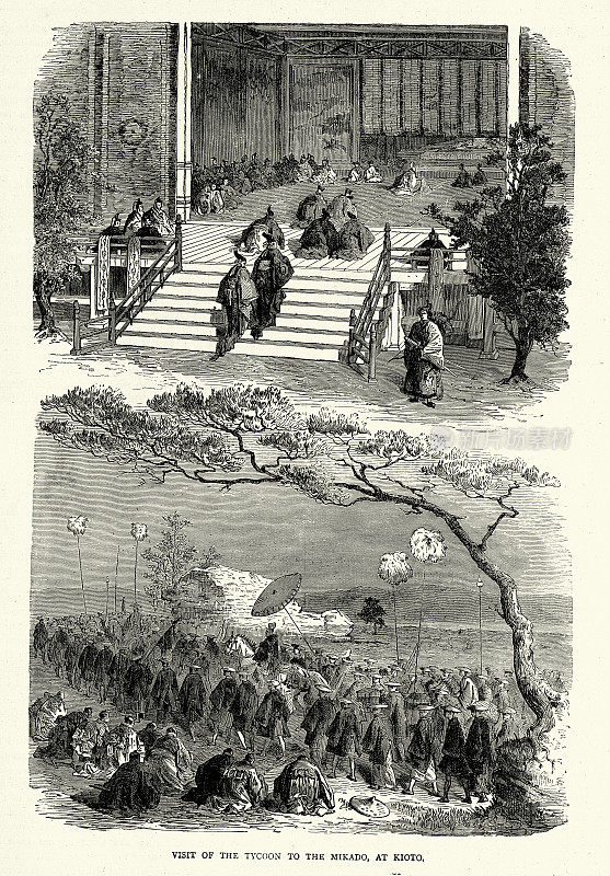 大亨拜访日本天皇，日本历史，19世纪。