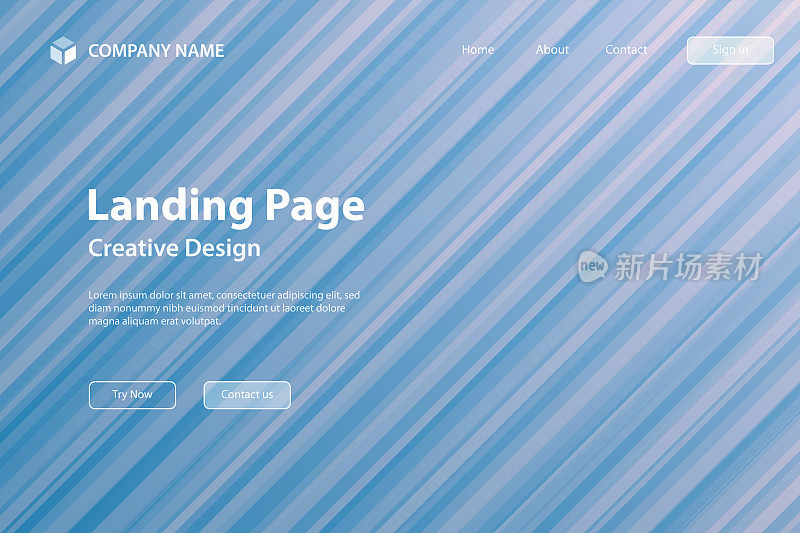 登陆页面模板-抽象设计与对角线-时尚的蓝色梯度