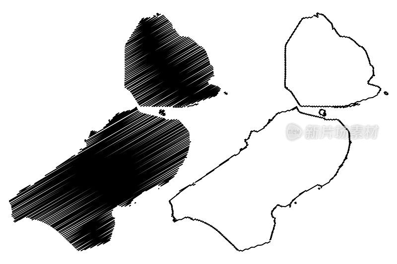 弗莱弗兰省(荷兰王国)地图矢量插图，涂鸦草图弗莱弗兰地图