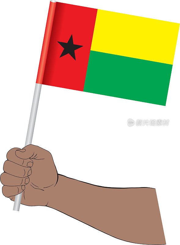 手握几内亚比绍国旗