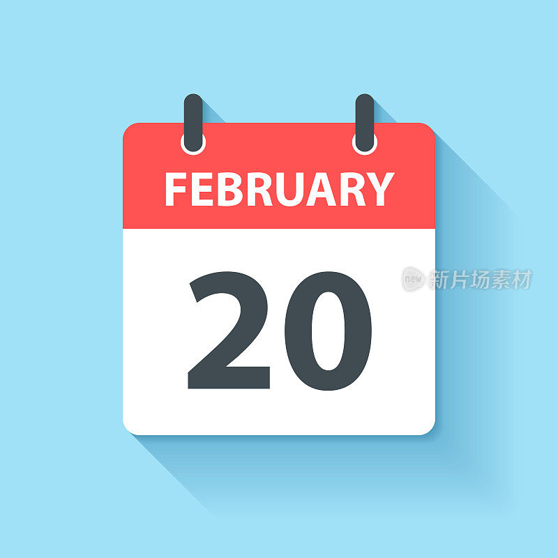 2月20日-日日历图标在平面设计风格