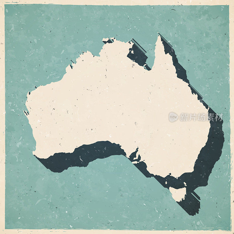 澳大利亚地图在复古风格-旧纹理纸