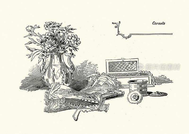 维多利亚时代的女性束身衣,19世纪90年代