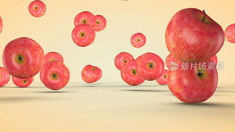 水果混合，动画水果运动，3D动画。