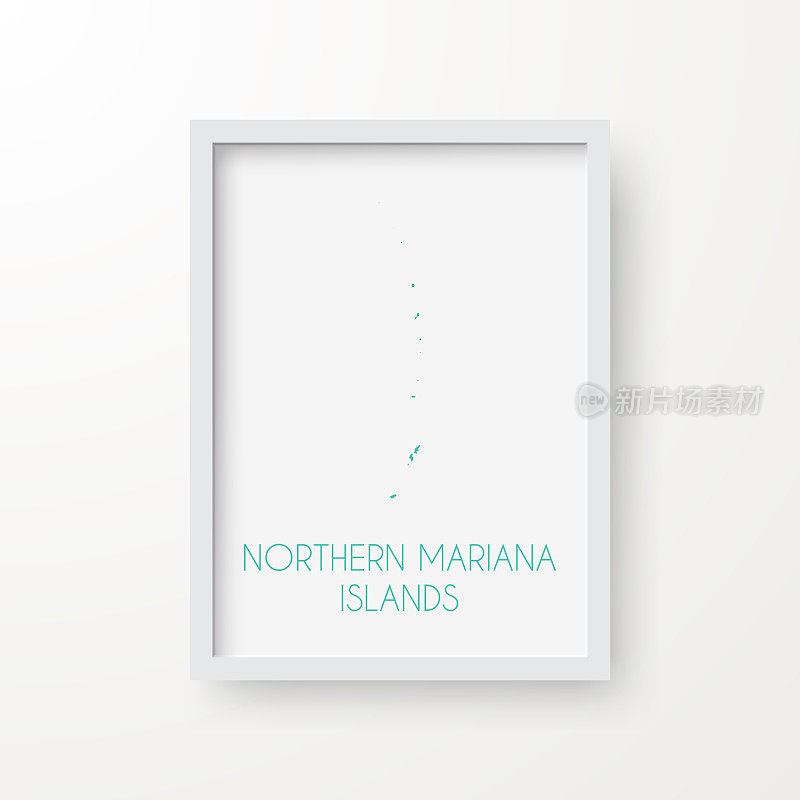 北马里亚纳群岛地图在一个框架上的白色背景