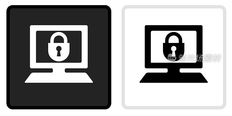 计算机安全图标上的黑色按钮与白色翻转