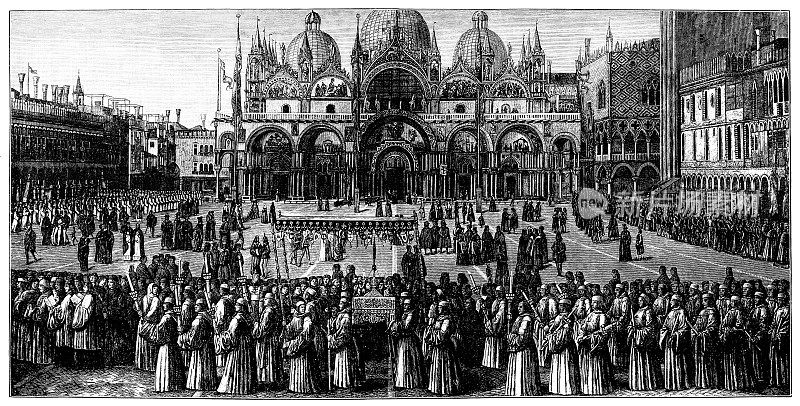 1496年，威尼斯圣马可广场上十字架圣物的行进
