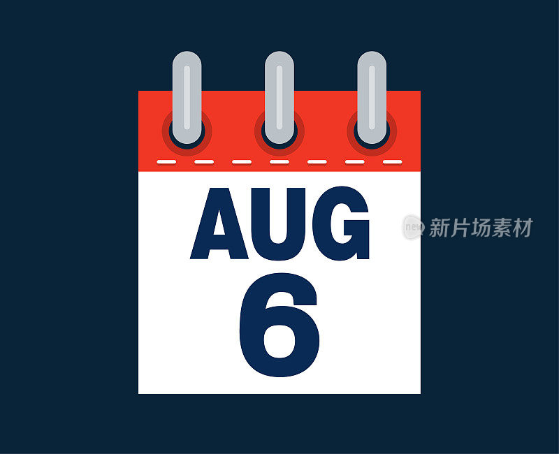 这个月的日历日期是8月6日