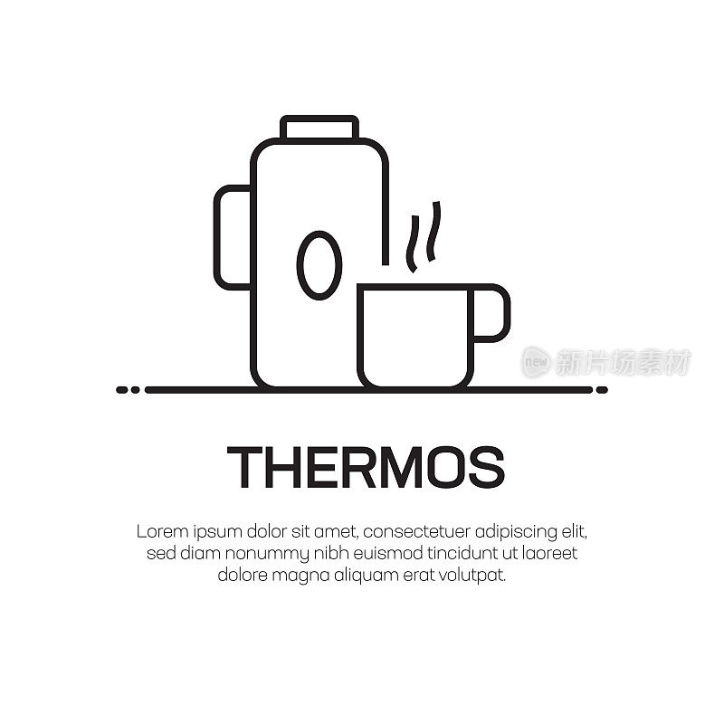 热水瓶矢量线图标-简单的细线图标，优质的设计元素