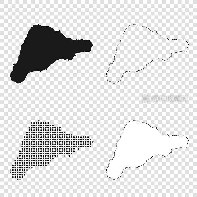 复活节岛地图设计-黑色，轮廓，马赛克和白色