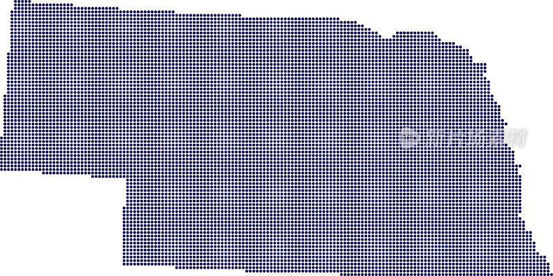 由蓝点组成的内布拉斯加州地图