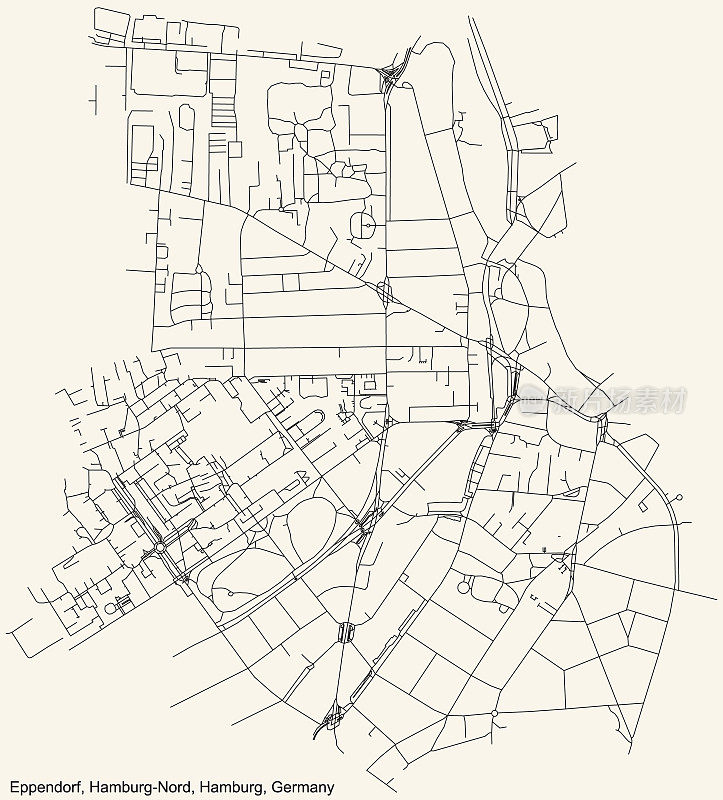 汉堡北区(贝兹尔克)埃彭多夫区街道道路图