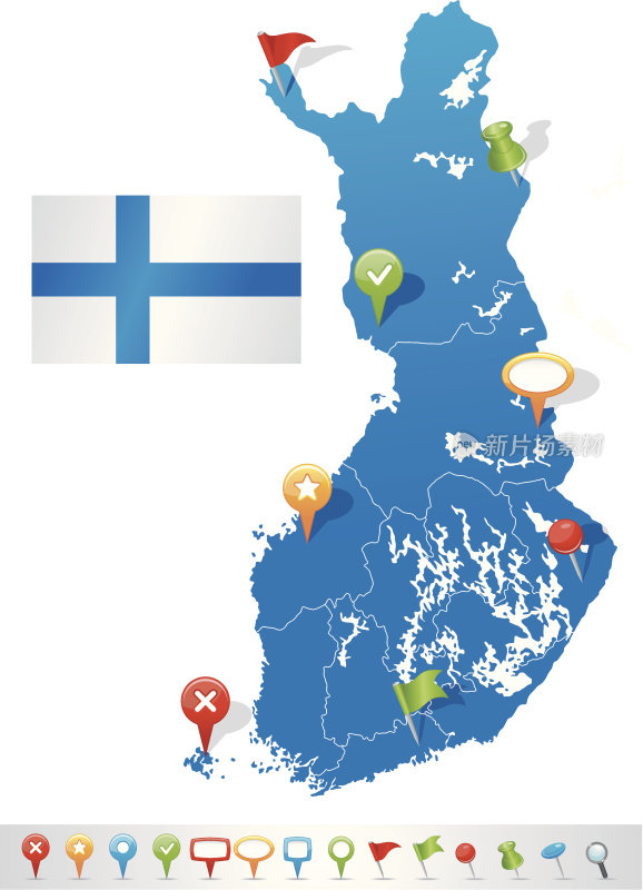 芬兰地图与导航图标