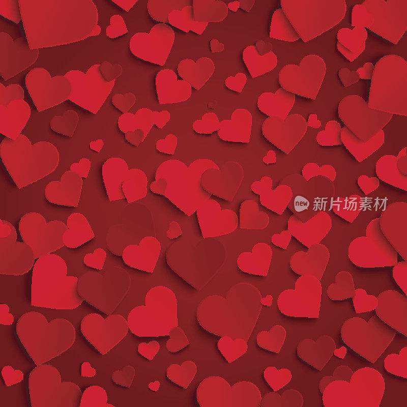 情人节矢量背景模板，红纸爱心
