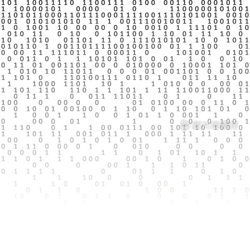 二进制代码，绿色和黑色背景与烟花，数字屏幕上。算法二进制，数据编码，解密编码，行矩阵，矢量图