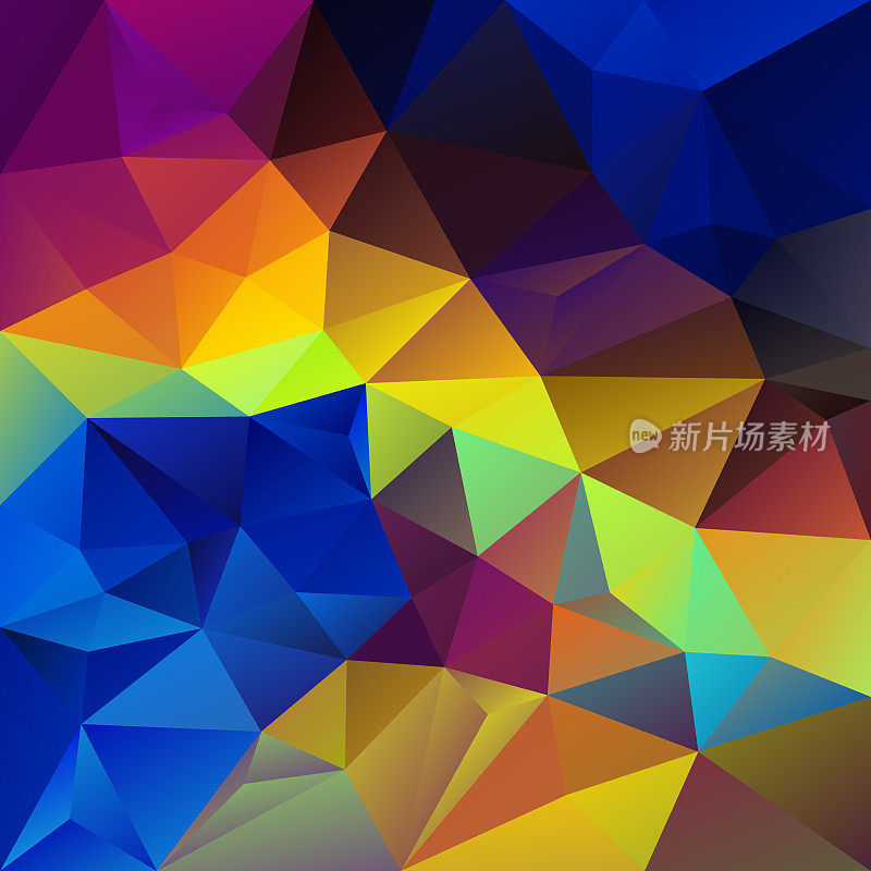 矢量多边形背景与三角形图案在充满活力的彩虹颜色