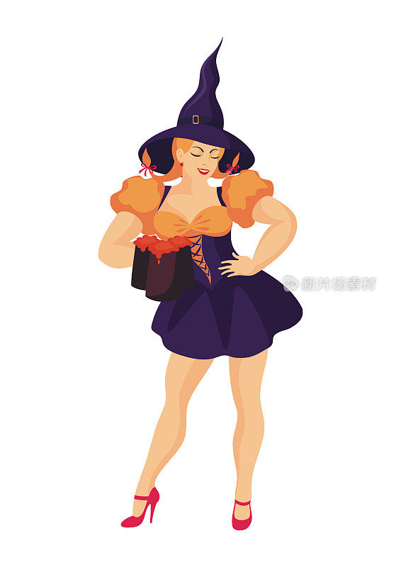 女服务员装扮成女巫