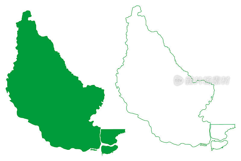 桑塔纳市政当局(阿马帕州，巴西市政当局，巴西联邦共和国)地图矢量插图，涂鸦素描桑塔纳地图