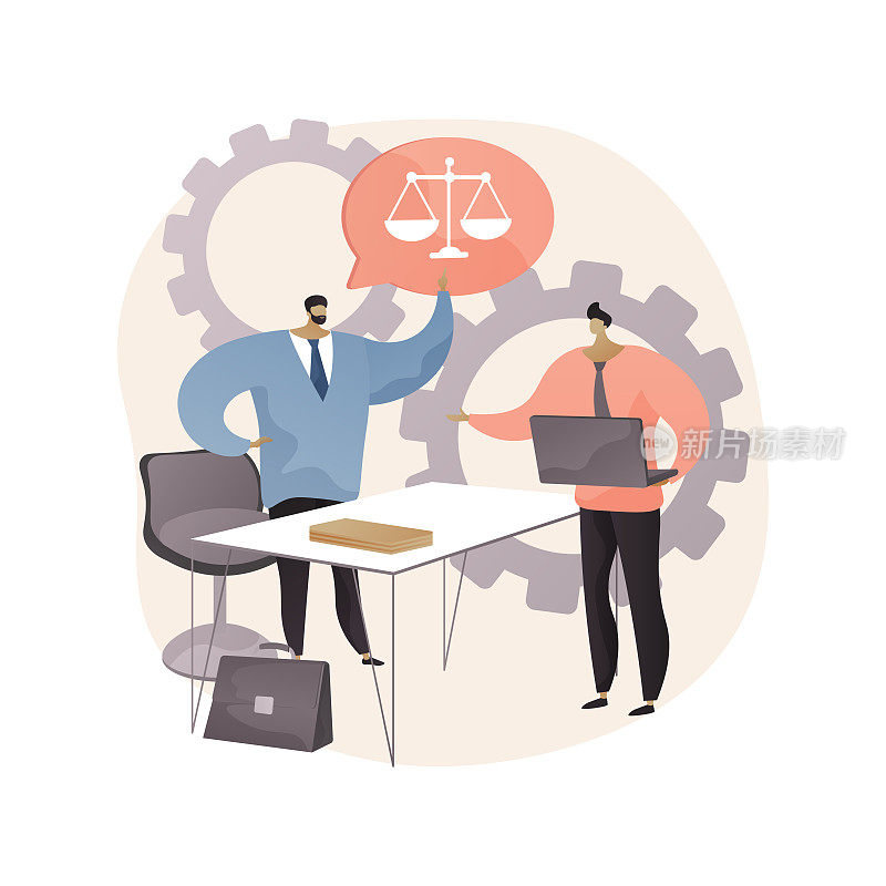律师助理服务抽象概念矢量插图。