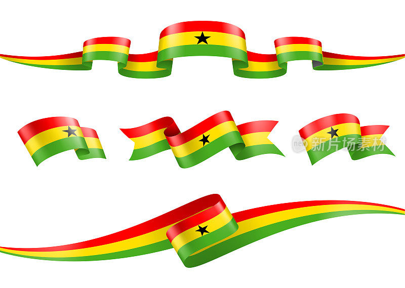 加纳国旗丝带集-矢量股票插图