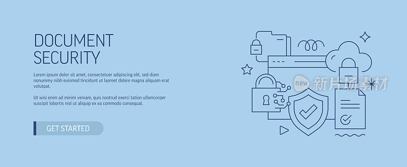 文件安全相关的网页横幅线风格。现代设计矢量插图的网页旗帜，网站标题等股票插图
