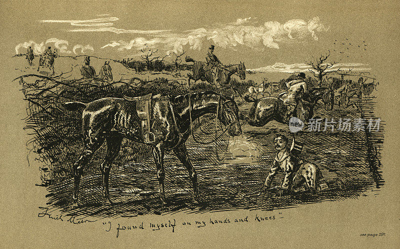 打猎时有人从马上摔下来，维多利亚时代的狩猎运动，1890年代，19世纪
