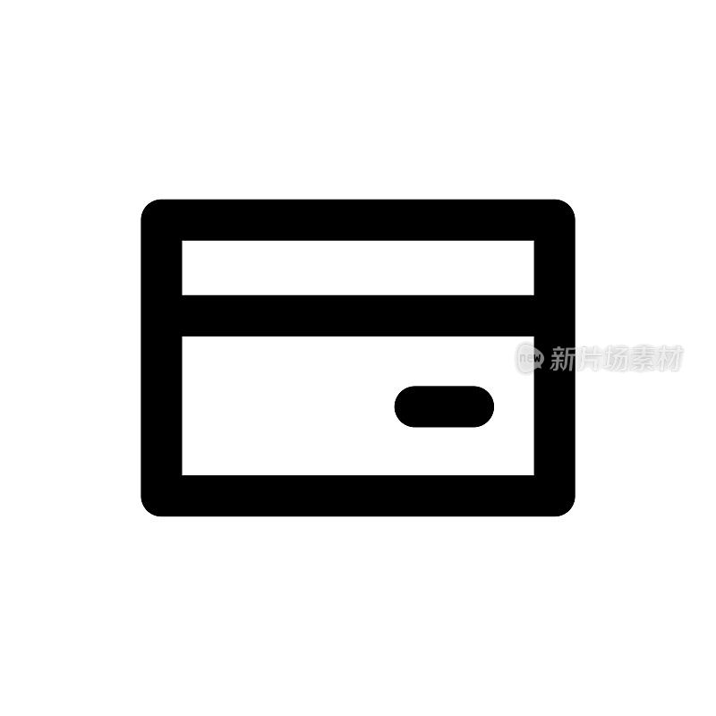 简单的信用卡图标，矢量轮廓图标的白色背景。