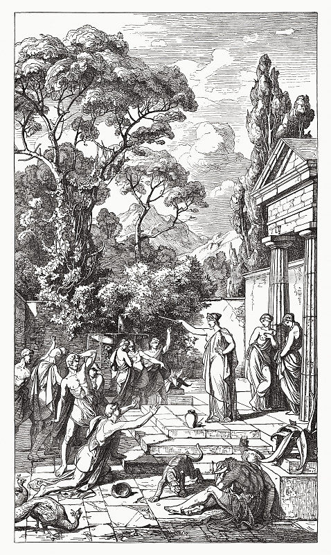 《尤利西斯的同伴的蜕变》，木刻，出版于1881年