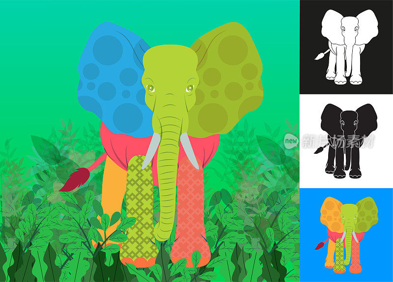 大象插图和图标