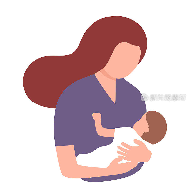 母亲和儿童概念矢量插图在白色背景。怀抱新生婴儿的母亲。母亲节快乐。