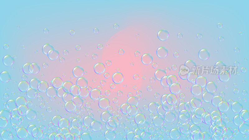 泡沫派对背景与洗发水和肥皂泡沫泡沫。