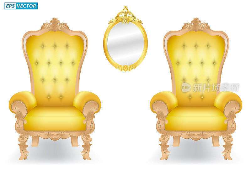 豪华宝座套金色隔离椅。每股收益向量