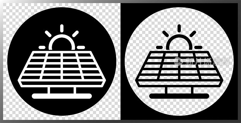 太阳能电池板和能源图标。