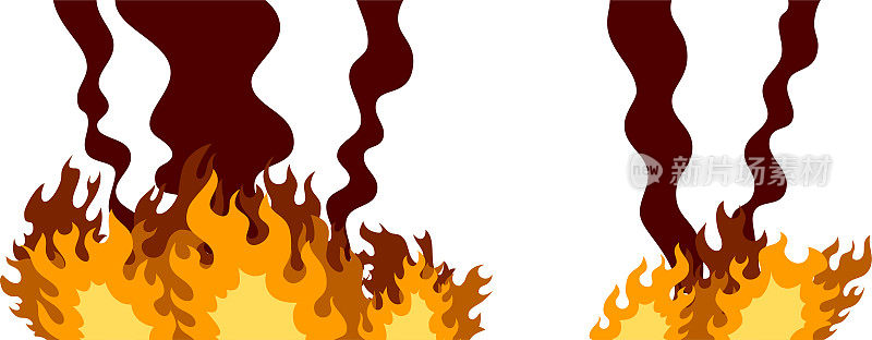 燃烧:大范围燃烧的火焰和由火产生的烟雾