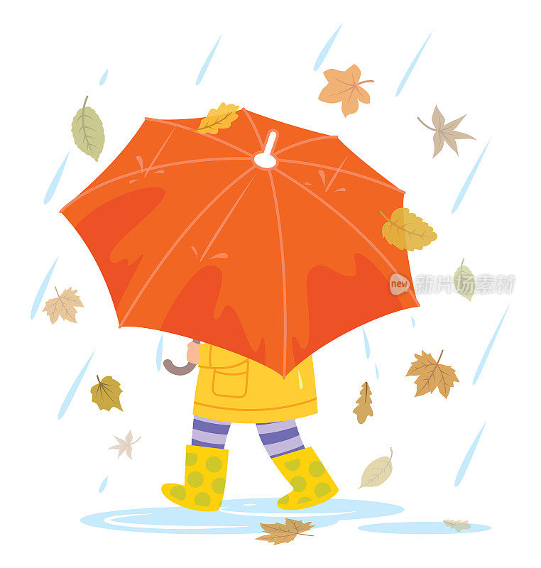 雨中带伞的女孩