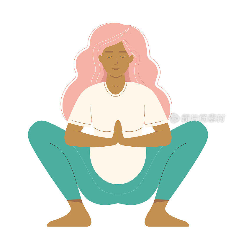 孕妇坐瑜伽莲花式