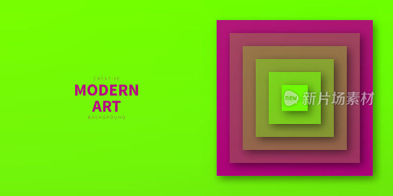 方形和绿色渐变的抽象设计-新潮的背景