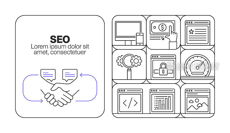 搜索引擎优化横幅线图标集设计