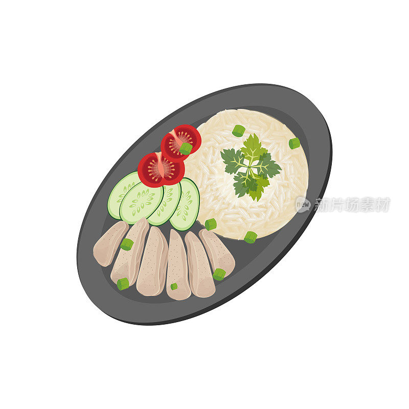 海南鸡饭配新鲜蔬菜