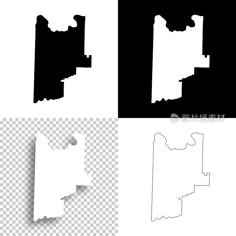 阿肯色州的塞巴斯蒂安县。设计地图。空白，白色和黑色背景